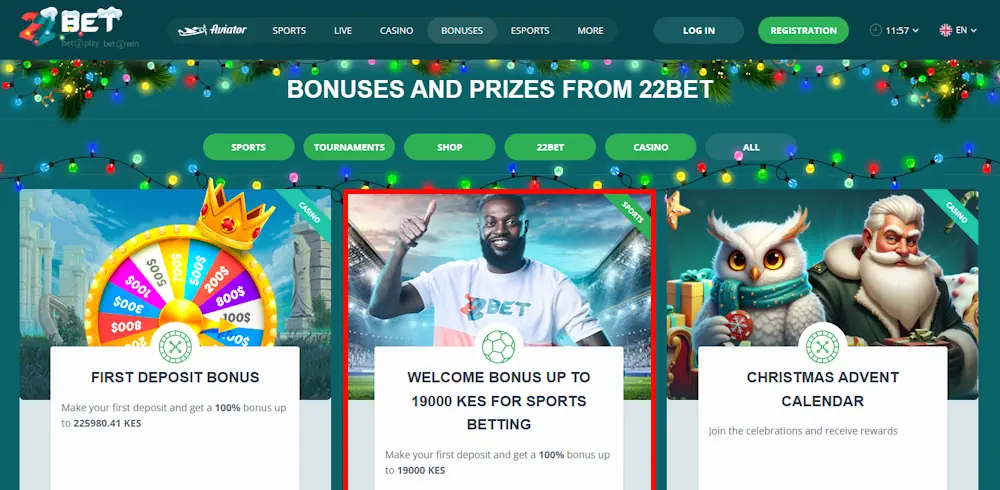 22Bet Welcome Bonus Screenshot